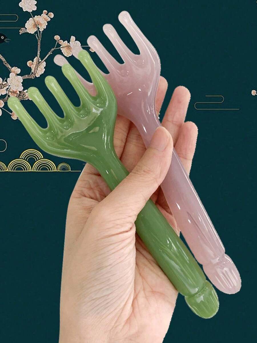 2个/1个头皮按摩器，刮痧按摩工具，便携式手持SPA头部按摩器，深度放松，开学必备 - 彩色 - 查看 1