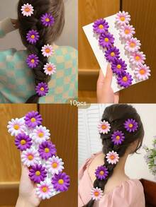 10pcs Cute Sunflower Hair Clips, Suitable For Daily Use, Claw Clips, Hair Slide, Hair Barrettes - Multicolor - View 1