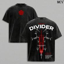 Black Divider Asta Tee Washed – Black Clover Demon-Destroyer Sword Vintage Washed Heavy Cotton Oversized Anime Manga T-Shirt, Retro Unisex Streetwear Graphic Top, Anti-Magic Devil Union Edition, Washed Hoodie Option - màu đen - Xem 2