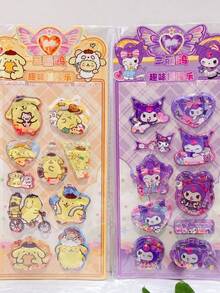 3D卡通贴纸，摇晃水贴纸，儿童摇晃贴纸，包含紫色大狗、粉色西瓜、黄色布丁、粉色小猫、紫色兔子、Kuro 3D卡通人物，适合DIY奖励、商务礼品、广告礼品、促销礼品、福利礼品、节日礼品 - 彩色 - 查看 6
