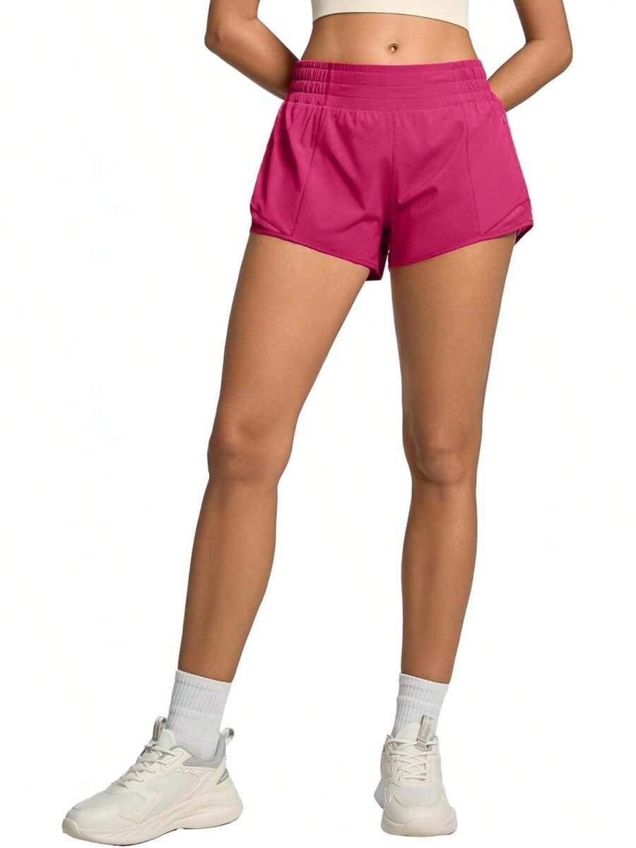 Women's Athletic Shorts Gym Workout Shorts 25 Quick-Dry Lightweight Running Short With High Waisted Zip PocketsA Valentine's Day NXTQ - 玫紅色 - 查看 1