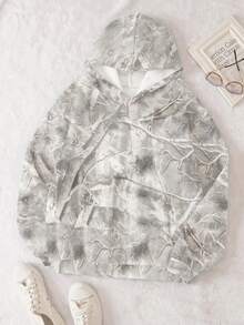Tween Girls Back To School Bestseller Leaf Print Hoodie Sweatshirt, New Loose Comfortable Casual Fashion Versatile Streetwear,Spring Camouflage Hoodie, Couple Same Style/Basic/Going Out Knit Camo Fleece Lined Keep Warm Zip Up Green Baggy Long Sleeve Sweatshirt,Nature-Inspired Camouflage Print (Tree/Bark/Leaf Motifs),Oversized Hoodie, Relaxed Fit, Adjustable Drawstring Hood,Kangaroo Pocket, Ribbed Cuffs/Hem,Streetwear Vibe, Outdoor-Inspired Aesthetic,Moody Tones (Light Gray) - 淺灰色 - 查看 4
