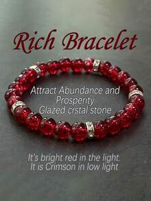 1条天然红色水晶手链，手工制作，时尚优雅的波西米亚风饰品，寓意招财纳福，是母亲节、生日、圣诞节的绝佳礼物，适合日常佩戴和特殊场合。 - 紅色 - 查看 1