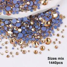 SS6 2mm-SS12 3mm，1440颗/包；SS16 4mm，720颗/包；SS20 4.8mm，360颗/包；SS30 6.4mm，288颗/包；圆形平底玻璃水晶水钻，多色水晶宝石，DMC热熔珠，适用于DIY美甲、服装、包包、鞋子、工艺品、闪亮美甲贴纸装饰