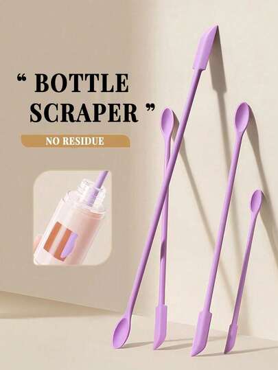1/3pcs Purple Dual-Head Makeup Spatula, Includes 1 Scraper Spatula And 1 Built-In Mini Spatula, Suitable For Scooping Foundation, Cream, Clearing Bottle Residue, Decanting And Dispensing Various Cosmetic Products