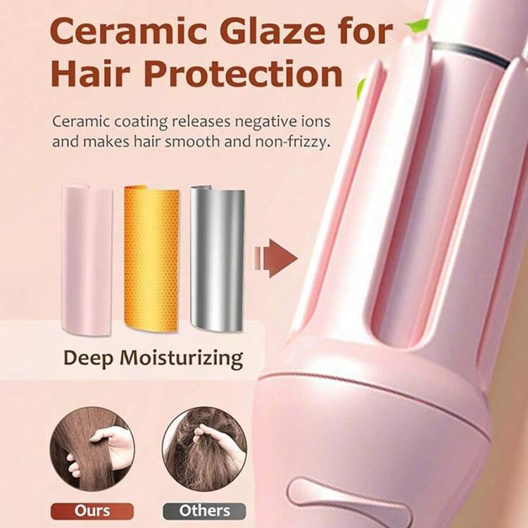 LEFINEE 1pc Electric Automatic Hair Curler With 28mm Barrel, Rotating Curling Iron, 4 Temperature Modes, Anti-Scald Design, Loose Waves & Beachy Curls, Suitable For Hair Styling - Xem 3