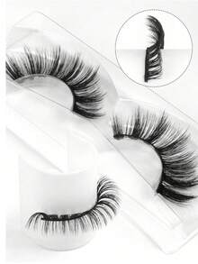 50/20对混合款假睫毛，盒装，自然交叉浓密假睫毛，独立盒装猫眼假睫毛，仿貂毛假睫毛，交叉长纤维假睫毛，浓密卷翘假睫毛，适合派对、卡通风格假睫毛，自然纤细卷翘，放大双眼，旅行必备，海滩度假、露营、婚礼、派对，女士礼物 - 黑色 - 查看 4