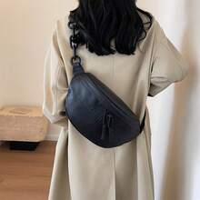 女士时尚亚克力链条肩带包，时尚别致的单肩包/腰包/胸包 - 黑色 - 查看 11