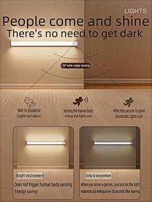 1 pieza Luz con sensor de movimiento LED, Iluminación para autocaravana, 3 modos de atenuación, Batería de litio recargable por USB, Fácil instalación en gabinetes, cocina, pasillo, exterior, armario, escaleras, Detección automática de personas, Sin necesidad de perforar, Iluminación de estilo minimalista, Luz LED magnética - Multicolor - Ver 4