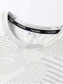 男士户外运动T恤，休闲宽松短袖上衣，适合春夏穿着，舒适透气，适合跑步、健身、网球、高尔夫、曲棍球、骑马等运动。 - 白色 - 查看 3