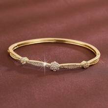 1件 优雅花卉图案设计 立方氧化锆镶嵌 女士时尚手链 - 彩色 - 查看 8