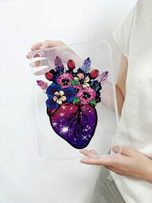 Valentine's Day Heart Pattern Transparent Flat Case, Colorful Floral Heart Flat Case, Galaxy Starry Sky Print Transparent Soft Case, Aesthetic, Compatible With IPad Case, Shockproof Aesthetic Cover, Compatible With IPad Accessories, Kindle Case, Compatible With IPad Cases 11th Generation, Cover, Compatible With IPad Protective Shell A16, Suitable For 10th Generation Compatible With IPad Protective Case, Compatible With IPad Accessories S Quick Ship Gifts - Clear - View 13