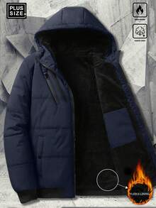 Men's Waterproof Down Jacket, Warm Thickened Fleece Quilted Coat, Multi-Pocket Design, Winter
