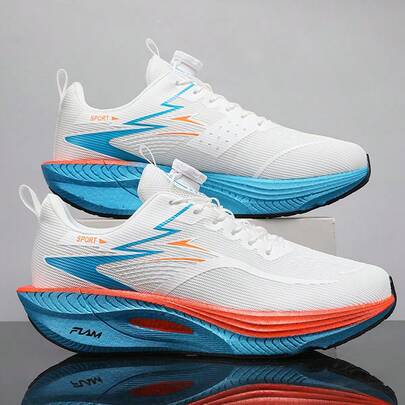 L.S.W.P Men's Marathon Running Shoes, Breathable Mesh Upper Design, Rotary Button Easy On/Off, Soft Outsole For Comfortable Wear, Suitable For Fitness, Outdoor Sports, Essential For Marathon Runners