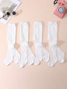 4 chiếc quần legging lưới trắng đơn giản cho bé gái, ôm sát, thích hợp cho mùa xuân/hè, mặc hàng ngày. - trắng - Xem 2
