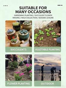 1把65号锰钢园艺铲；锋利淬火刀片，适合种植；木质防滑手柄；耐磨防锈；草坪修补必备工具；适用于盆栽植物、园艺和移植；户外沙滩挖掘、淘金、露营和采摘野生蔬菜；适合室内外使用。 - 彩色 - 查看 4