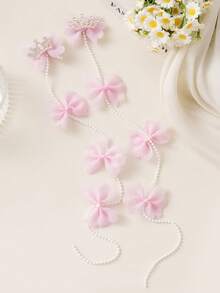 2 Presilhas de Cabelo com Laço Rosa para Adolescentes, Presilhas de Cabelo Trançadas com Coroa Fofa, Acessórios para Cabelo - Multicolorido - Ver 6