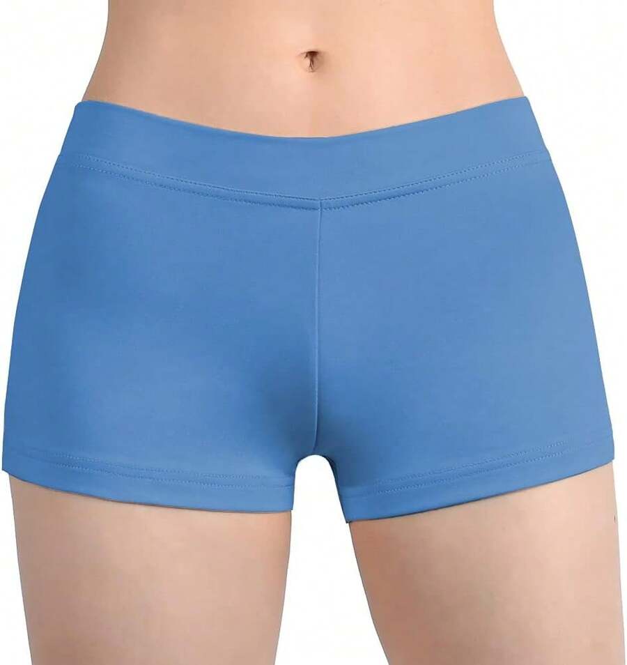 Cut Low Rise Booty Shorts - Spandex Active Dance Yoga Workout Fitness Shorts WomenA Valentine's Day KV0K - 霧霾藍 - 查看 1