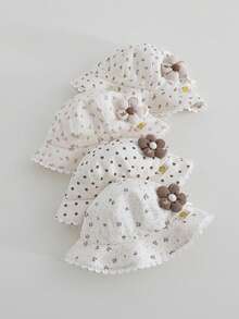 1pc Baby Sun Hat, Thin Fabric, Fashionable For Baby Girls, Suitable For Outdoor Use, Fits Ages 1-3 Years Old, Spring/Autumn - Little Flower Fisherman's Hat - View 9