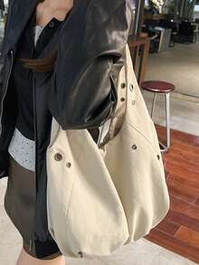 Dedoo Korean Style Nylon Unique Design Shoulder Handbag, Versatile Fashion Commuter Casual Shoulder Tote Bag For Women - Beige - View 5