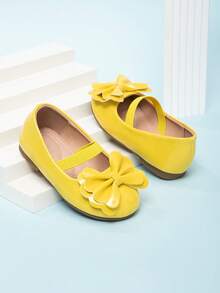 2026 Spring/Autumn New Girls' Wedding Celebration Style Slip-On Casual Flat Shoes - Yellow - View 2
