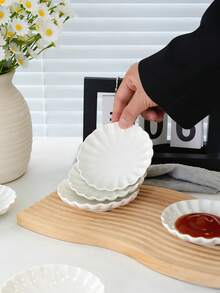 10/8/6pcs Ceramic Round Patterned Small Plates, 3.9 Inches, Elegant White Small Dishes, Suitable For Afternoon Tea, Dipping Sauce, Condiments, Appetizers, Soy Sauce, Side Dishes, Gatherings, Microwave Oven Safe - Multicolor - View 2