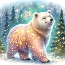 GDYEEH DIY 5D Polar Bear Diamond Art Kits, Fantasy Round Full Drill Sparkling Butterfly Diamond Painting Picture, Forest Diamond Painting Art Kits Craft For Adults Beginners, Home Wall Decor 12x12inch - USGD254 - 查看 2