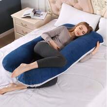 Pregnancy Pillows For Sleeping, Full Body Pillow, Large U Shaped Full Body Pillow, Ultra Soft Pillow With Removable Cover, Velvet, Pregnant Pillow Sleeping, Sleep Comfort Pillow, U Shaped Body Nursing Pillow, Full Body Support Pillow For Pregnancy With Removable Washable Cover,140x70cm - ALMOHADA-U-AZUL - 查看 11