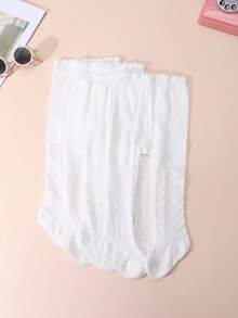 4 chiếc quần legging lưới trắng đơn giản cho bé gái, ôm sát, thích hợp cho mùa xuân/hè, mặc hàng ngày. - trắng - Xem 4