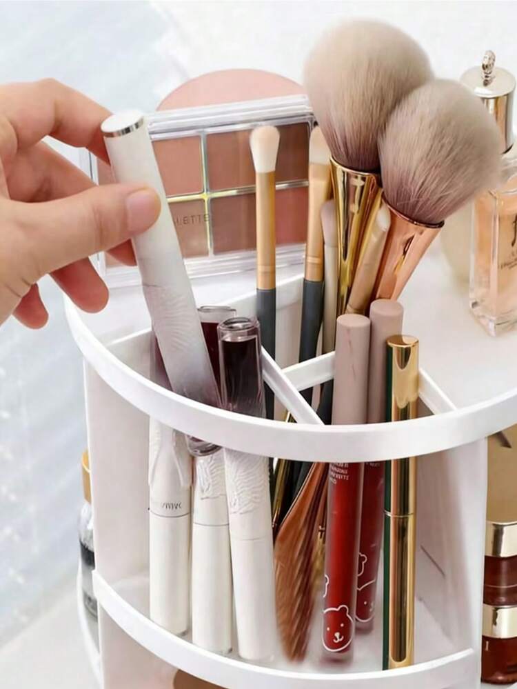 360 Degree Rotating Desktop Storage Rack, Acrylic Box Makeup Organizer For Lipstick, Skincare Products, Cosmetic Display Stand, Suitable For Vacation, Beach, Bathroom, Bedroom And More, Large Capacity - Multicolor - View 7