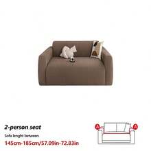 1PC Modern Minimalist Style Wheat Pattern Elastic Fully Enclosed Sofa Cover, All-Season Universal Sherpa Jacquard Pet-Friendly Anti-Dirt Lazy Sofa Protector Slipcover, Machine Washable - Dark Brown - View 14