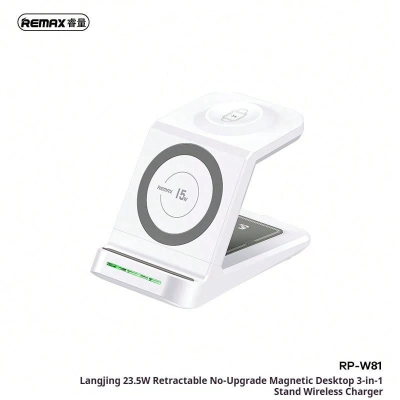 REMAX Lancqin Series 23.5W 3-In-1 Adjustable Holder And Magnetic Wireless Charger RP-W81 Upgrade-Free