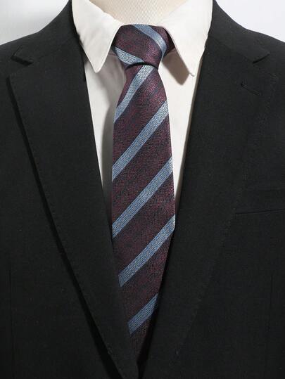 1pc Fashionable Casual Men's Striped Patchwork Tie, Comfortable & Versatile For Daily, Commuting, Outing, Party & Banquet Matching