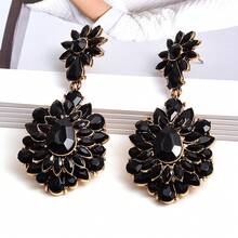 2PCS Vintage Luxurious Elegant Colorful Flower High-End Women's Earrings Suitable For Women's Parties, Banquets, And Festivals - Black - View 6
