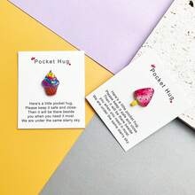 5 Sets Exquisite English Card Pocket Hug Card Summer Cool Series Resin Decoration Employee Appreciation Greeting Card - kem - Xem 3