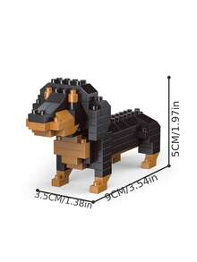 Cute Dog Sausage Dog Schnauzer Building Block Model, 3D Assembly Toy To Exercise Hands-On Ability And Willpower, Birthday Christmas Gift - Multicolor - View 3
