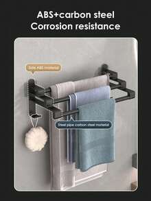 No Drilling Stainless Steel Towel Bar, Single/Double Towel Rack, Wall Mounted Towel Holder - Multicolor - View 4