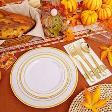 2/10/25/30/50/75/150件套金色餐具套装，包含沙拉用具、金色叉子和金色勺子，适用于蛋糕、甜点、沙拉、汉堡、三明治、寿司、水果、意面等，是生日派对、婚礼、春节等场合的理想之选。 - 金色 - 查看 5