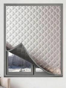 1pc Heat Insulation Blackout Curtain, Winter Windproof Thermal Curtain, Soundproof Insulating Curtain, Summer Bathroom Kitchen Bedroom UV Protection Sunshade, Seal Window, Blackout Soundproof, Easy Installation With Hook And Loop No Drilling Required - One-piece Design - Gray Edging - View 4