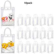 Bộ 1/3/5/10 túi quà tặng chống thấm nước, có thể tái sử dụng, dễ thương, làm bằng nhựa PVC trong suốt, có nút cài, thích hợp cho tiệc sinh nhật, cửa hàng thời trang, Ngày Valentine, Ngày của Mẹ, Ngày Nhà giáo, kỷ niệm ngày cưới, tiệc mừng em bé chào đời và các dịp khác. - Nhiều màu - Xem 8