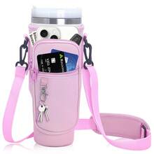 1PC 40oz/30oz-1.2L Insulated Water Bottle Holder Bag With Phone Pocket, Tumbler With Handle With Adjustable Strap Bollus,Key Hook,Compatible With Stanley Bottles,Suitable For Hiking Travelling Camping Sports Water Bottle Case - Insulated Bag Crossbody - Multicolor - View 9