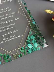 Custom Acrylic Wedding Invitation, Acrylic Invitation, Luxury Invitation, Transparent Invitation, Eucalyptus Themed Invitation, Green Plant Themed Invitation (With Envelope) - Multicolor 03 - View 6