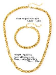 2 st (Halsband + Armband) Hiphop Lyxigt Mode Par Rostfritt Stål Handvävd Kedja Affärs Casual Fest Set - Multifärgad - Visa 6