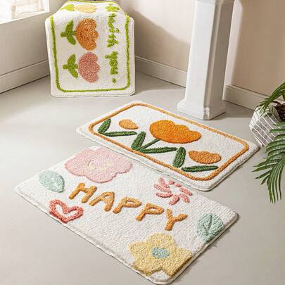 Modern Pastoral Home Bedroom Entrance Mat Bathroom Toilet Doorway Water Absorption Non-Slip Imitation Cashmere Carpet