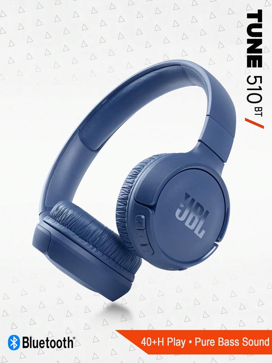 JBL Auriculares inalámbricos Bluetooth Tune 510BT con diadema, de hasta 40 horas de batería, ligeros, conexión multipunto, micrófono para llamadas, plegables, cómodos, compatibles con Android e iOS