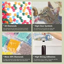 Cat Diamond Painting Kit For Adults, 5D Diamond Art Beginners - DIY Full Diamond Dot Gem Art Paintings, Suitable Gifts, And Home Decoration Crafts,12x12In - 多色 - 查看 6