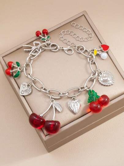1pc Retro Cherry Bracelet, Suitable For Daily Wear