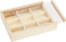 Small Wooden Box With Lid - 9 Compartment Organizer - DIY Craft & Storage - 2 Pack - Solid - View 6
