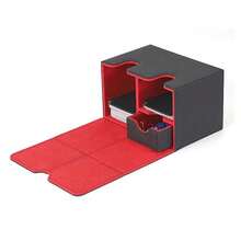 Estuche para Baraja de Cartas para Cartas Coleccionables Caja de Almacenamiento para Tarjetas con Capacidad para Más de 160 Tarjetas Cajas para Tarjetas Commander con Cierre - negro rojo - Ver 4