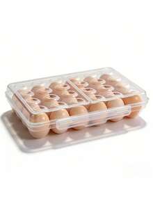 [6/12/15/18/24 Huevos] Contenedor de almacenamiento de huevos para exteriores | Organizador de huevos apilable de varias capas | Divisores resistentes a impactos y antirrotura con ranuras profundas | Material reforzado con diseño de cierre de | Ideal para camping, refrigeradores y armarios | Una vida saludable comienza con los huevos | Organizador esencial para la cocina y el refrigerador (Transparente) - Transparente - Ver 17